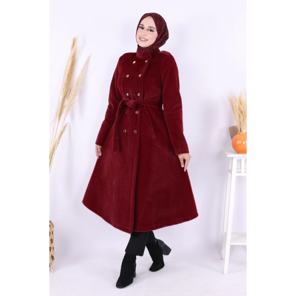 Çıt Çıt Düğme Detay Kaban 70035 Bordo