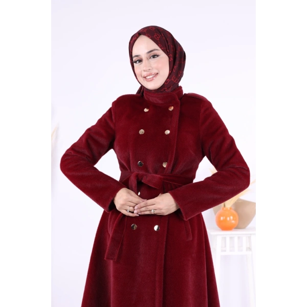 Çıt Çıt Düğme Detay Kaban 70035 Bordo