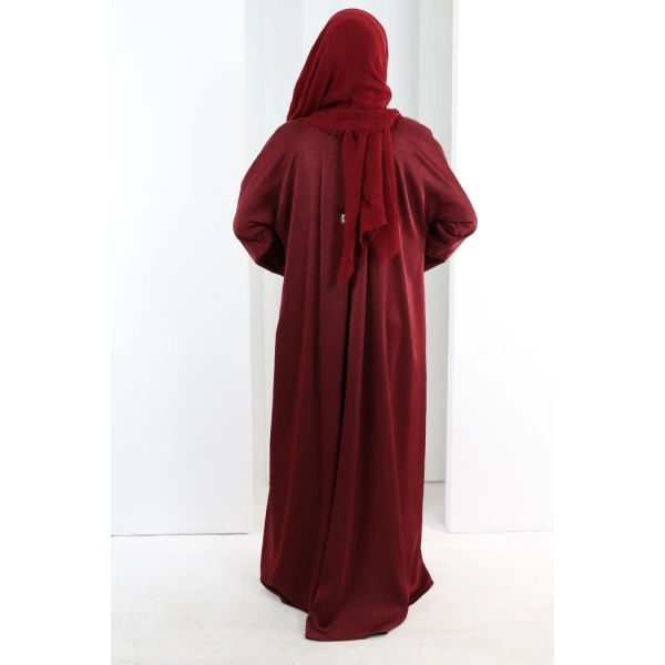 Çıt Çıt Düğmeli Ferace 70023 Bordo
