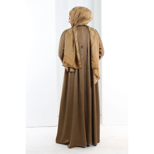 Çıt Çıt Düğmeli Ferace 70023 Taba