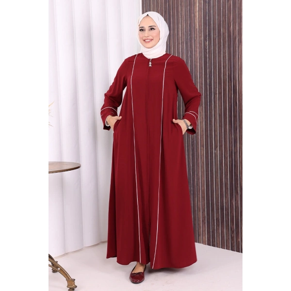 Çizgi Detaylı Ferace 6011 Bordo