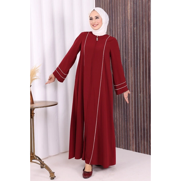 Çizgi Detaylı Ferace 6011 Bordo