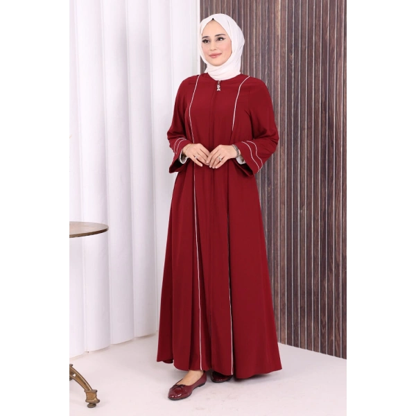 Çizgi Detaylı Ferace 6011 Bordo