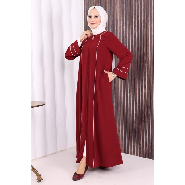 Çizgi Detaylı Ferace 6011 Bordo