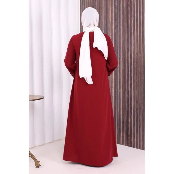 Çizgi Detaylı Ferace 6011 Bordo