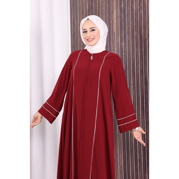 Çizgi Detaylı Ferace 6011 Bordo