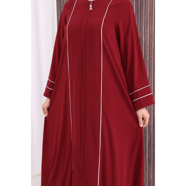 Çizgi Detaylı Ferace 6011 Bordo