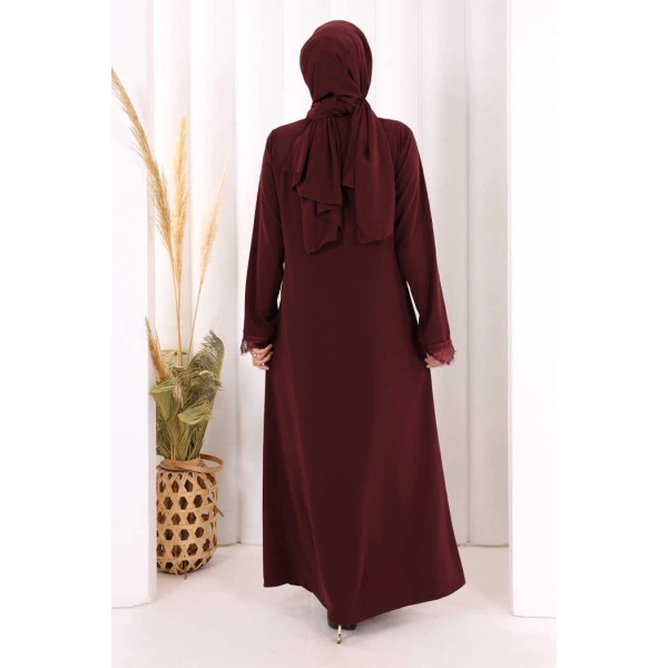 Danteli Şallı Abaya Şal Hediyelidir! 7069 Bordo