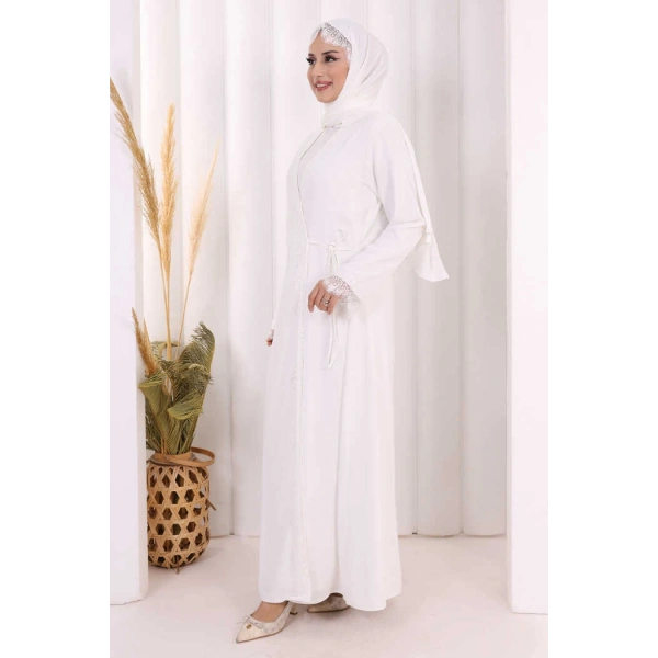 Danteli Şallı Abaya Şal Hediyelidir! 7069 Ekru