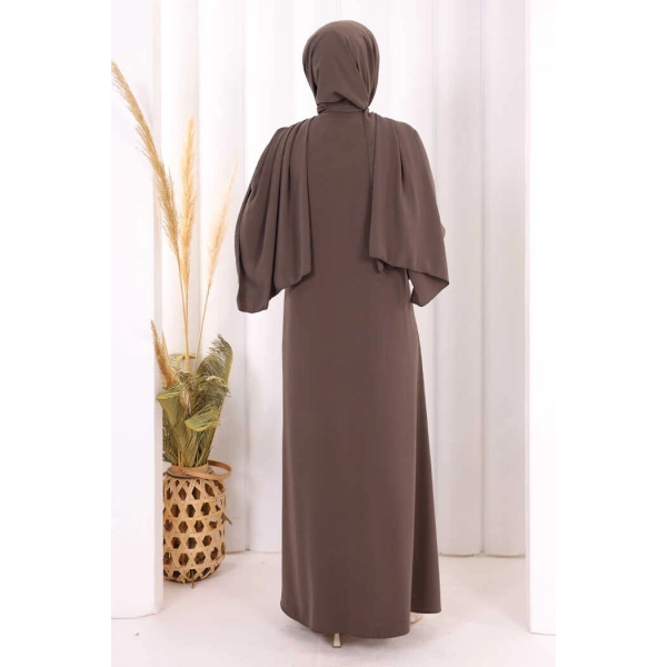 Danteli Şallı Abaya Şal Hediyelidir! 7069 Kahverengi