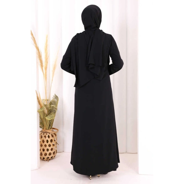 Danteli Şallı Abaya Şal Hediyelidir! 7069 Siyah