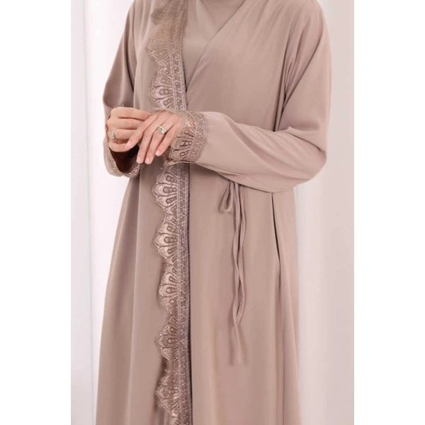 Danteli Şallı Abaya Şal Hediyelidir! 7069 Vizon