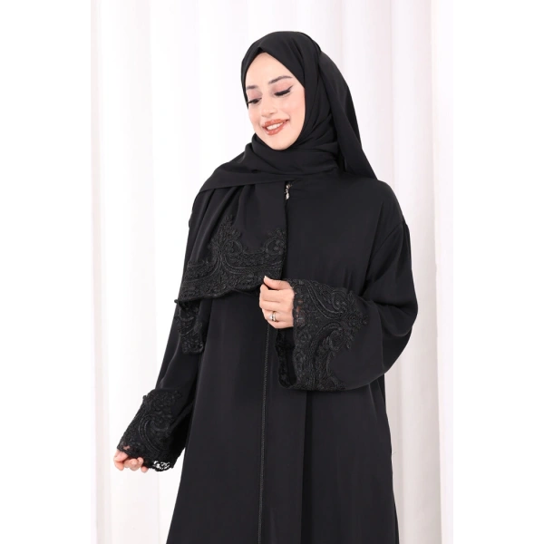Dantelli Namaz Feracesi 6093 Siyah
