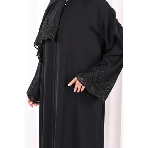 Dantelli Namaz Feracesi 6093 Siyah