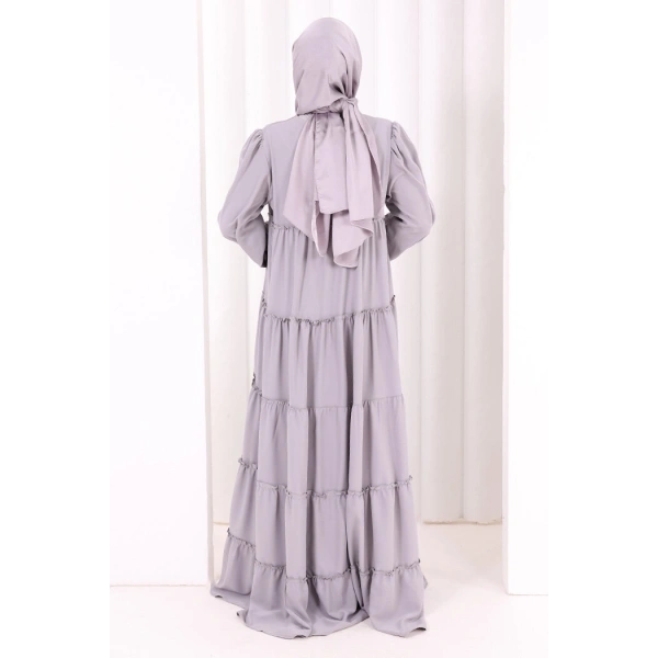 Dubai Katlı Salaş Elbise 6023 Gri