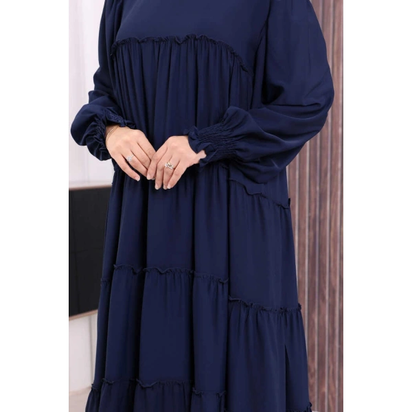 Dubai Katlı Salaş Elbise 6023 Lacivert