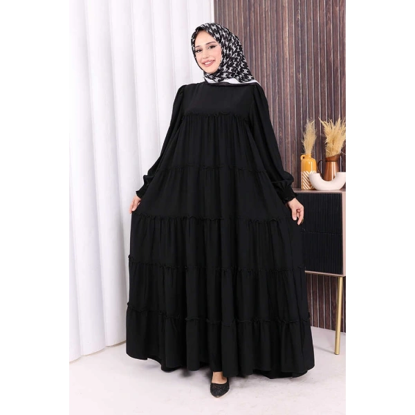 Dubai Katlı Salaş Elbise 6023 Siyah