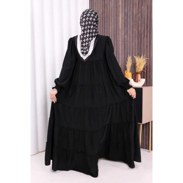 Dubai Katlı Salaş Elbise 6023 Siyah