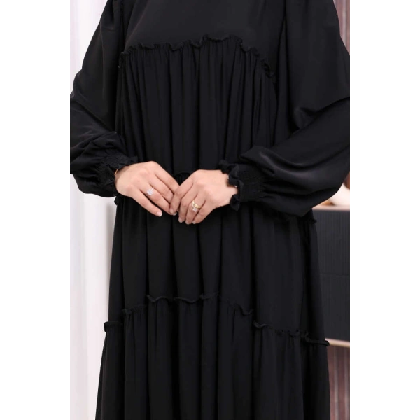 Dubai Katlı Salaş Elbise 6023 Siyah