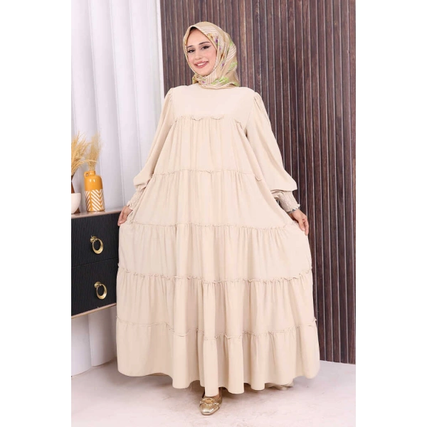 Dubai Katlı Salaş Elbise 6023 Taş