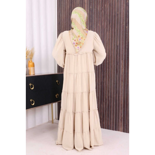 Dubai Katlı Salaş Elbise 6023 Taş