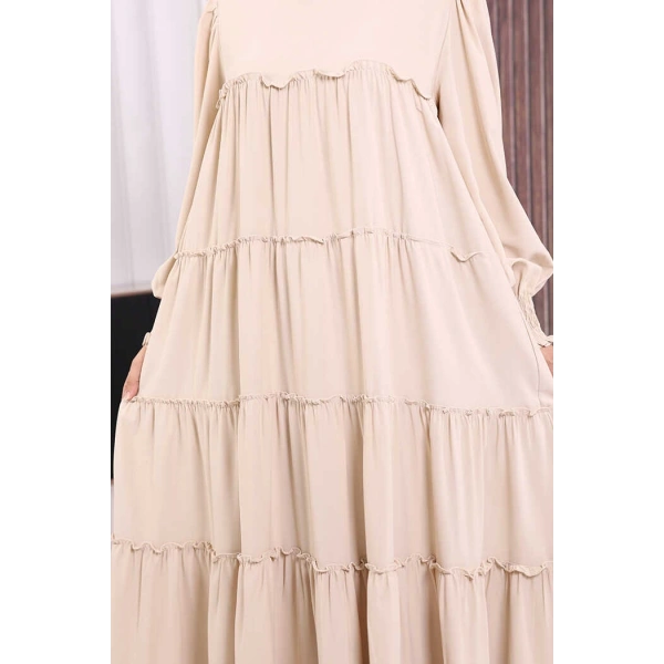 Dubai Katlı Salaş Elbise 6023 Taş