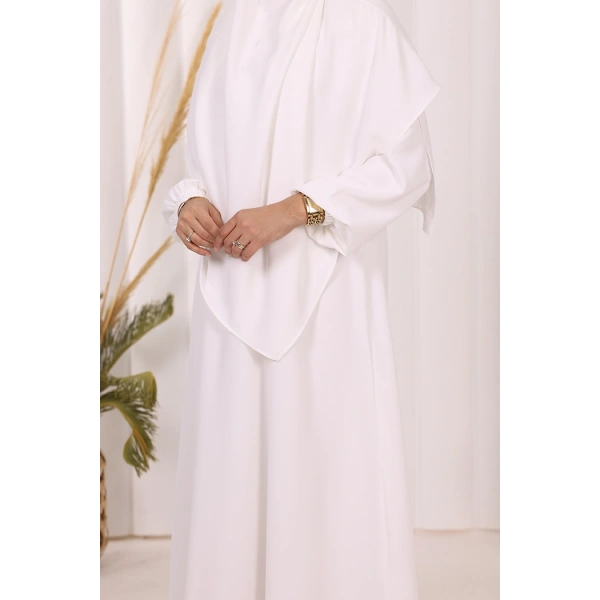 Dubai Sufleli Elbise Takım 6044 Ekru