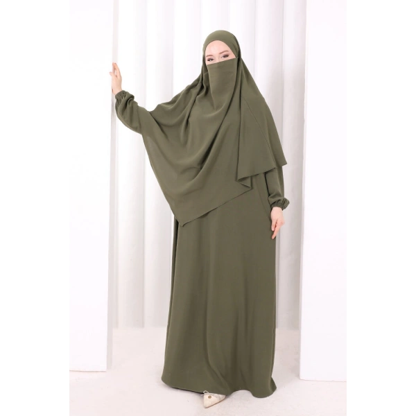 Dubai Sufleli Elbise Takım 6044 Haki