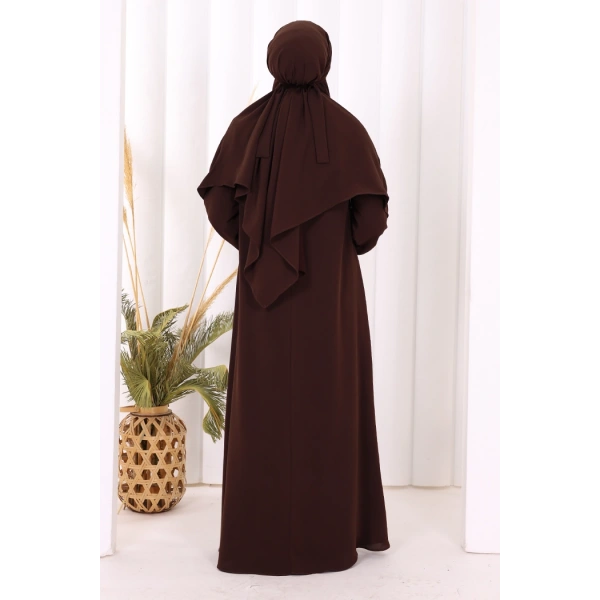 Dubai Sufleli Elbise Takım 6044 Kahverengi