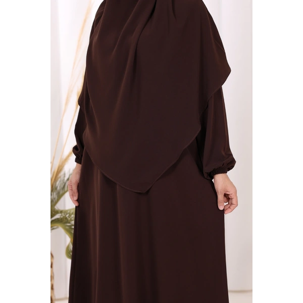 Dubai Sufleli Elbise Takım 6044 Kahverengi