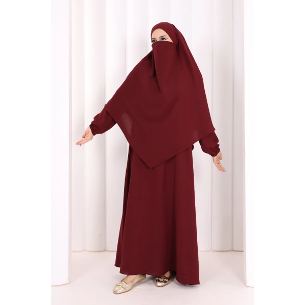 Dubai Sufleli Elbise Takım 6044 Mürdüm