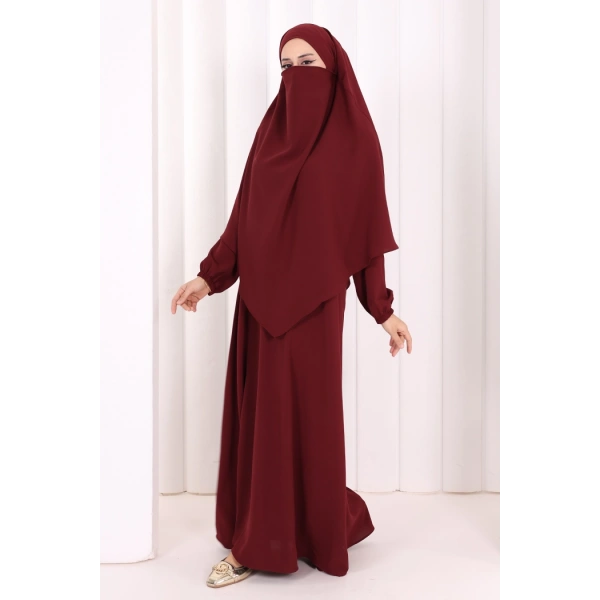 Dubai Sufleli Elbise Takım 6044 Mürdüm