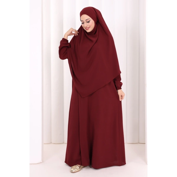 Dubai Sufleli Elbise Takım 6044 Mürdüm