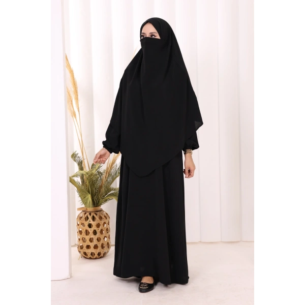 Dubai Sufleli Elbise Takım 6044 Siyah