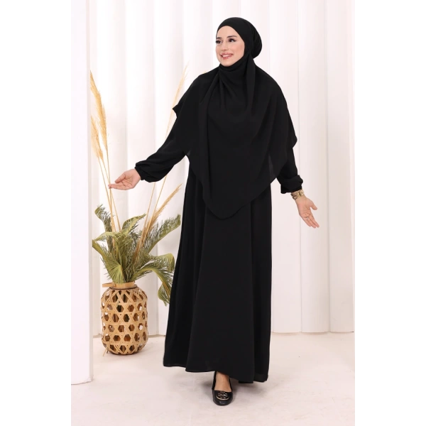 Dubai Sufleli Elbise Takım 6044 Siyah