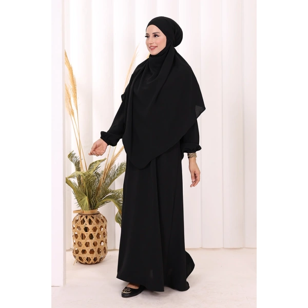 Dubai Sufleli Elbise Takım 6044 Siyah