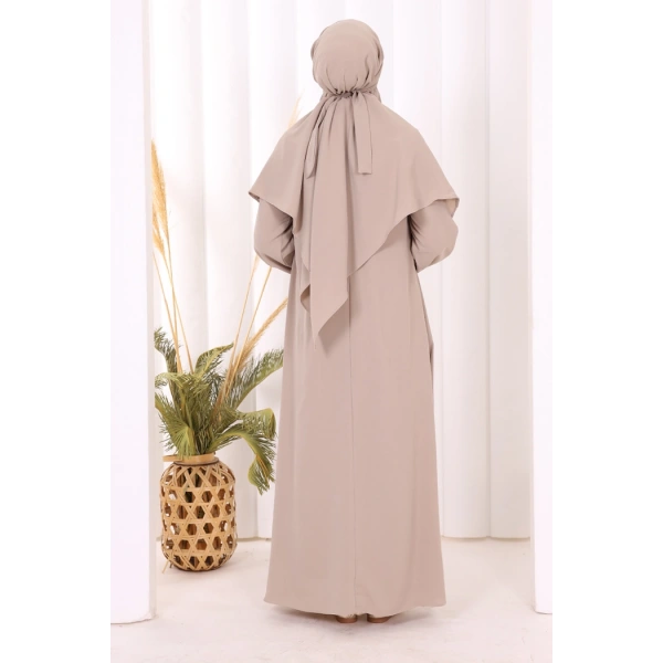 Dubai Sufleli Elbise Takım 6044 Vizon