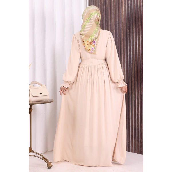 Düğme Detay Elbise 6055 Taş