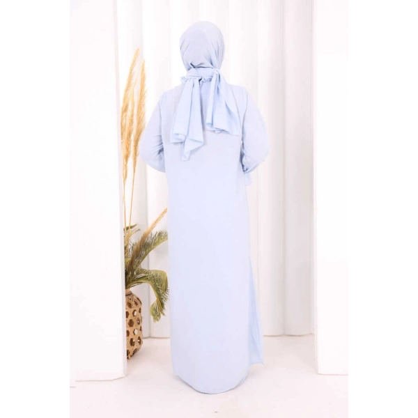 Düğme Detay Tunik Pantolon Takım ŞAL HEDİYELİ! 8023 Mavi