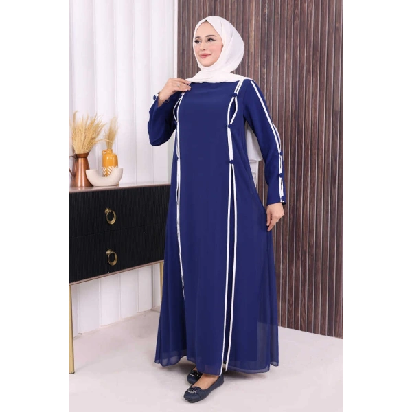 Düğme Detaylı Elbise 3919 Lacivert
