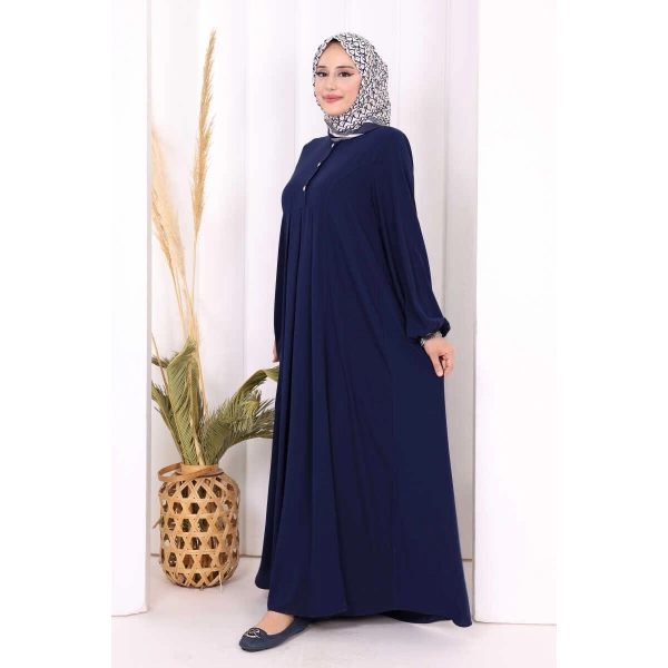 Düğme Detaylı Elbise 6028 Lacivert