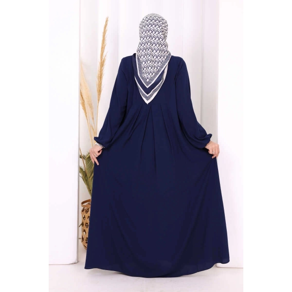 Düğme Detaylı Elbise 6028 Lacivert