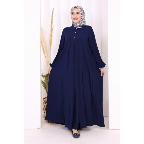 Düğme Detaylı Elbise 6028 Lacivert