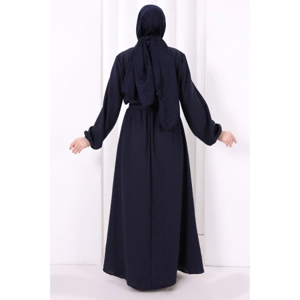 Düğme Detaylı Elbise 6097 Lacivert
