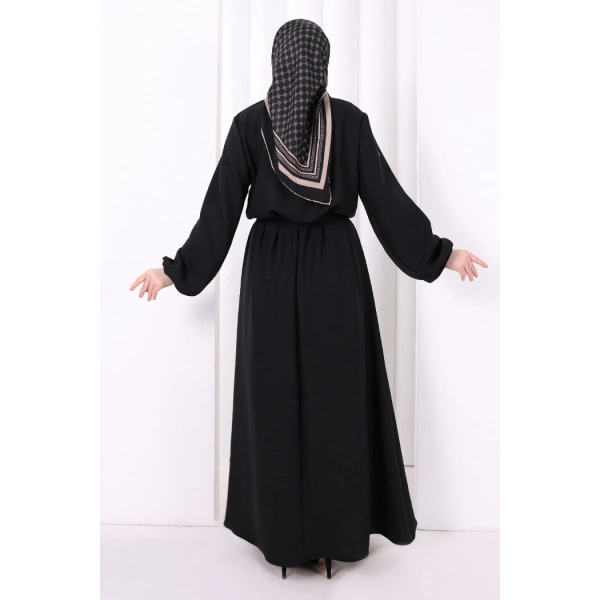 Düğme Detaylı Elbise 6097 Siyah