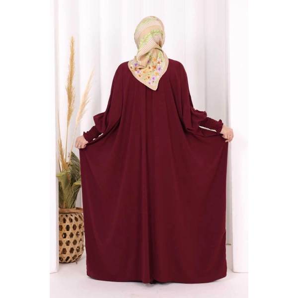Düğme Detaylı Yarasakol Cilbab 6042 Bordo