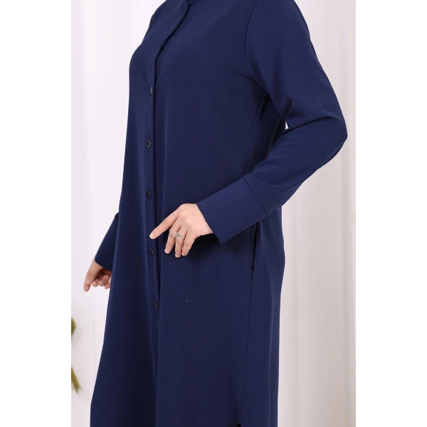 Düğmeli Cepli Tunik ve Pantolon İkili Takım 8682 Lacivert