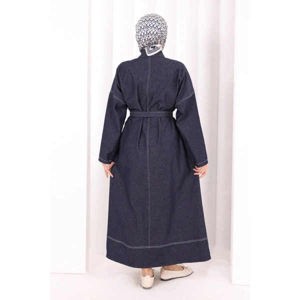 Düğmeli Denim Elbise 7070 Lacivert