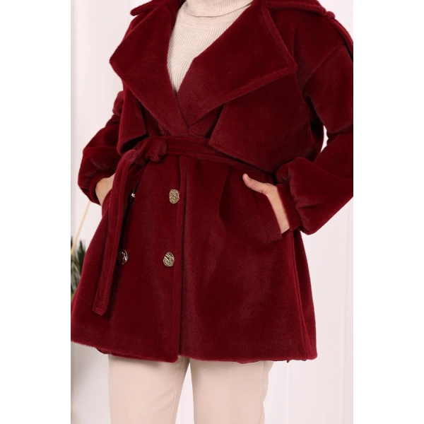 Düğmeli Kaban 70059 Bordo