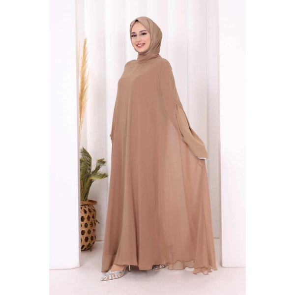 Elbise Abaya Takım 3921 Vizon
